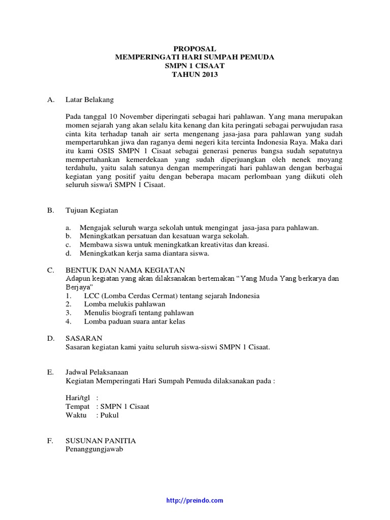 Contoh Proposal Hari Pahlawan