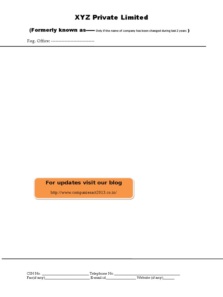 Format of Letterhead As Per New Companies Act 2013 PDF