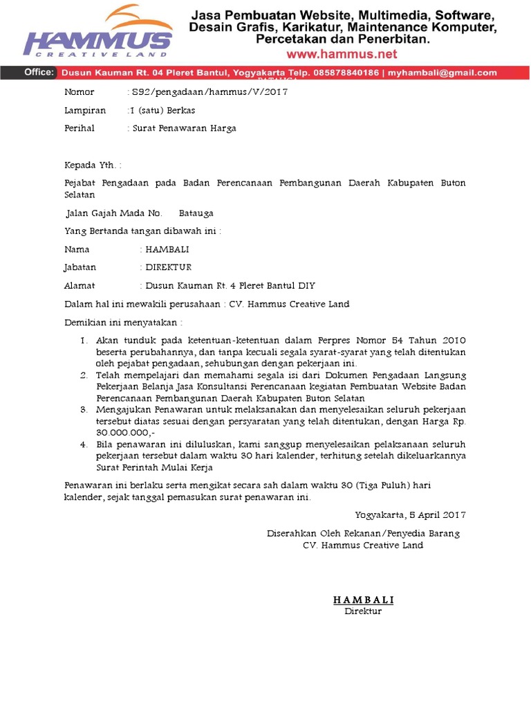 Contoh Surat Penawaran Pdf