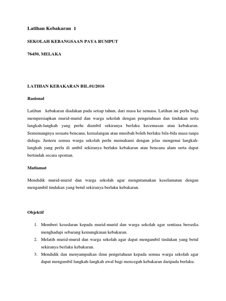 Laporan Latihan Kebakaran 1 Pdf