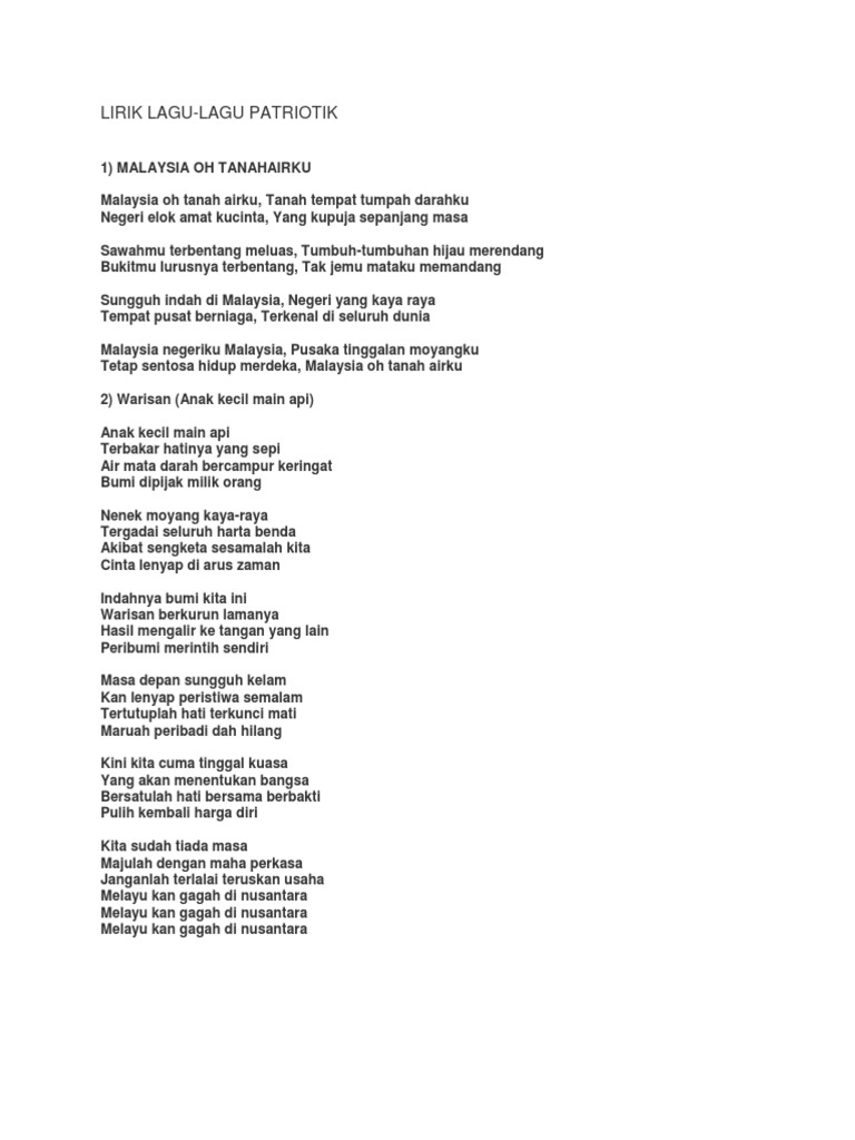 Lirik Lagu Patriotik Pdf