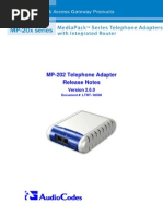 LTRT-50508 MP-202 Telephone Adapter Release Notes Ver 2.6.0