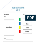 Cuadro de Evaluación de Las 5 S'S: Óptimo Bueno Regular Deficiente Cartulina de Color