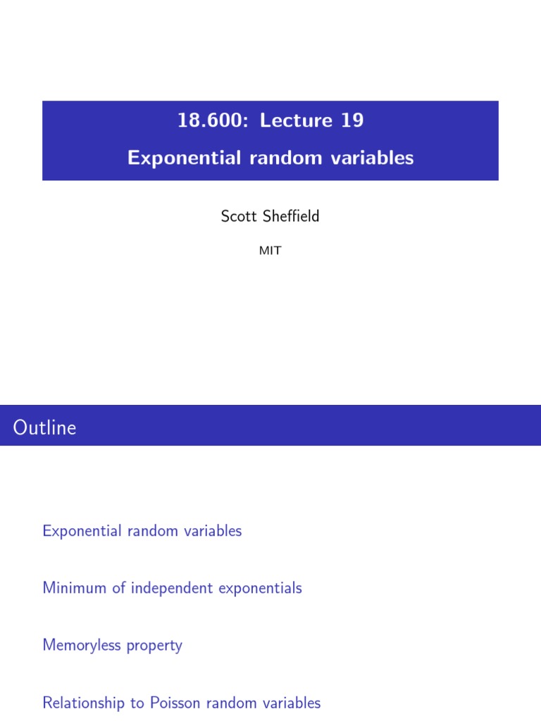 Exponential Random Variables: Scott Sheffield | PDF | Poisson ...