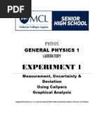 Expt 1 - Measurement Uncertainty Deviation, Using Caliper and Graphical Analysis