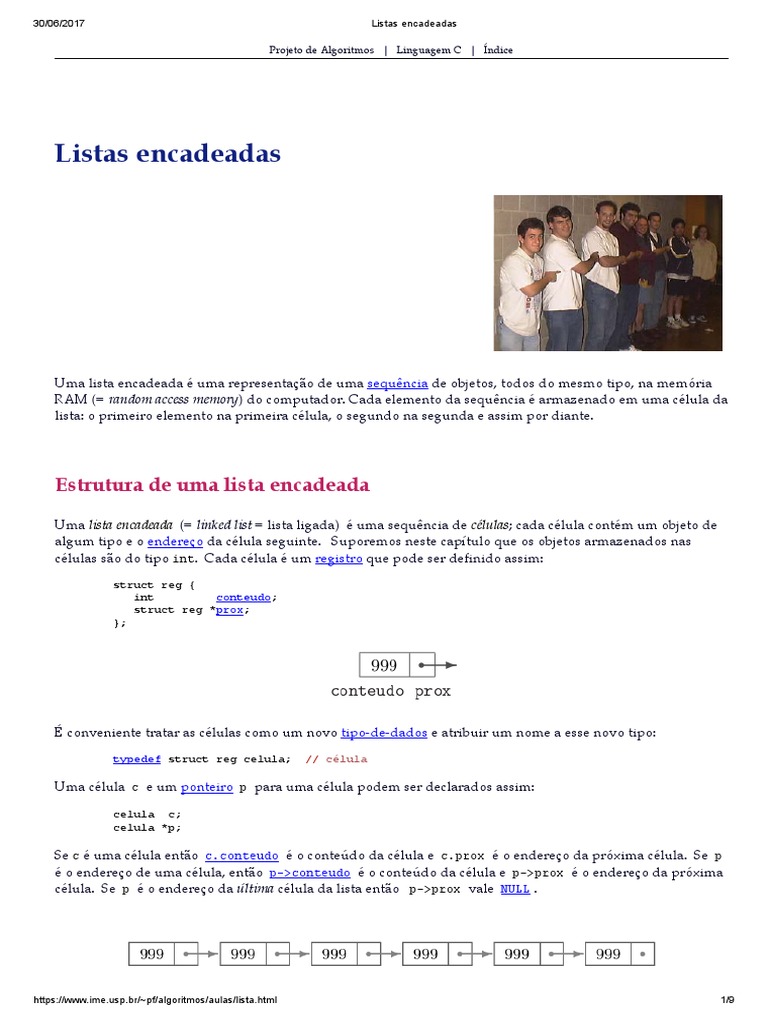 Listas Encadeadas | PDF | Ponteiro (programação de computadores ...