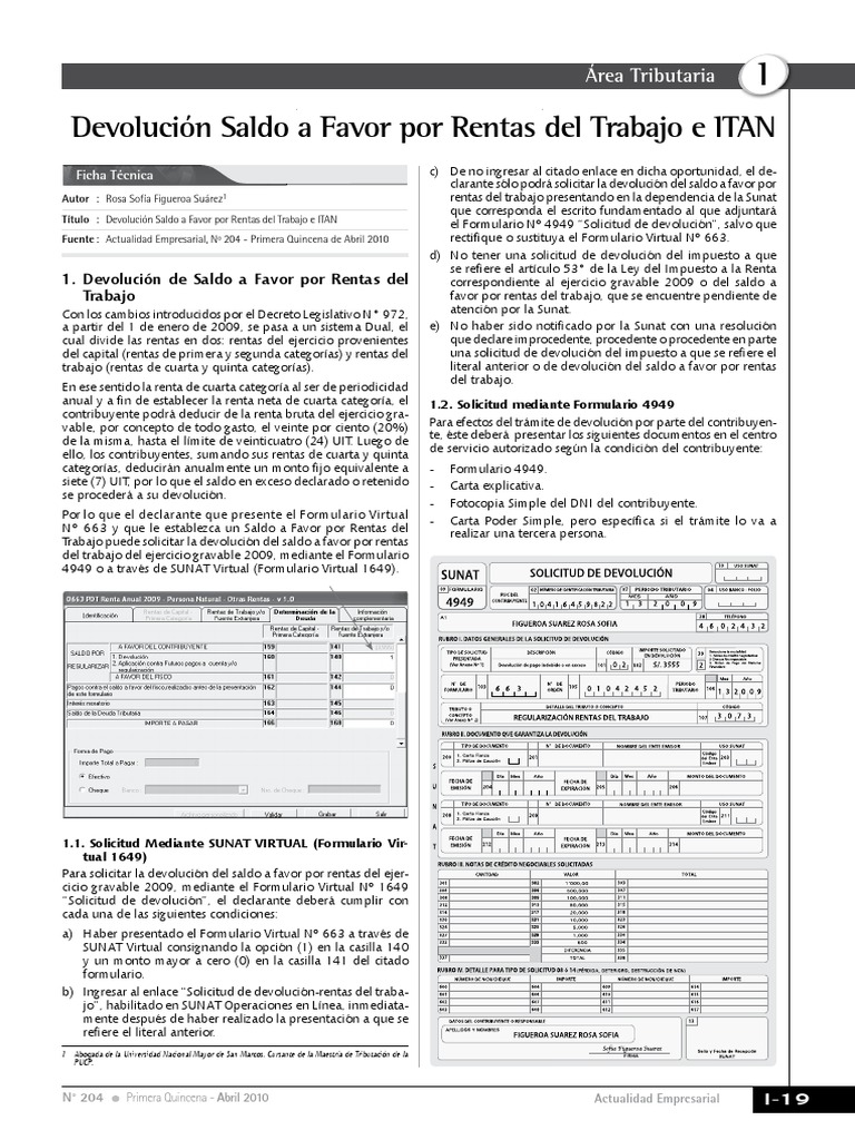 Devolución ITAN y Rentas del Trabajo | PDF | Impuesto sobre la renta ...