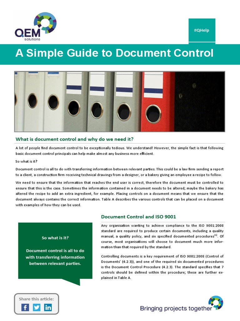 A Simple Guide To Document Control PDF | PDF | Iso 9000 | International ...