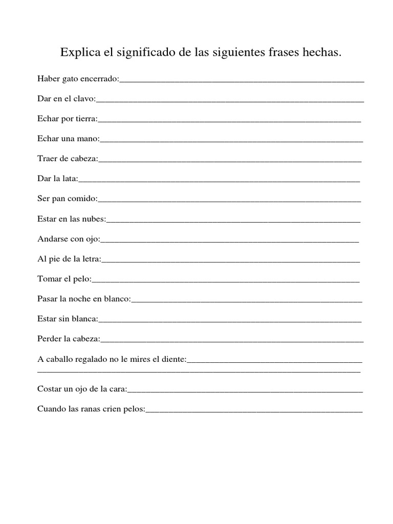 Explica El Significado de Las Siguientes Frases Hechas | PDF