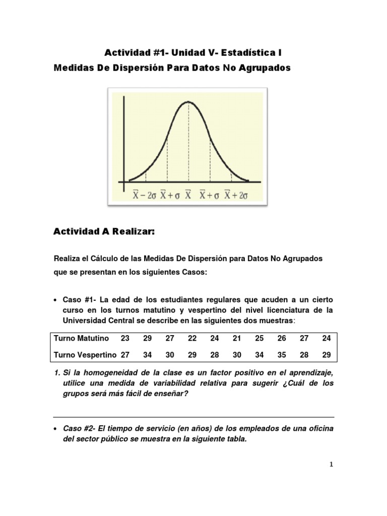 Actividad 1Unidad V Estadística I Medidas De Dispersión