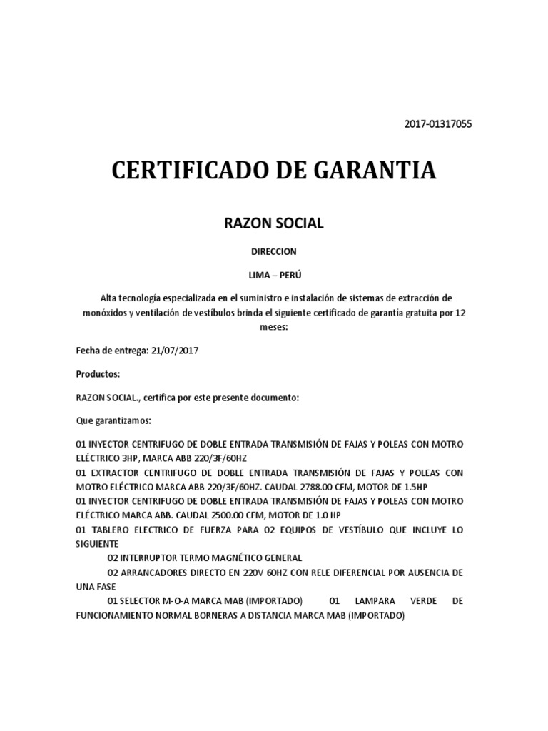 201701317055 Certificado de Garantia . Tecnología Tecnología