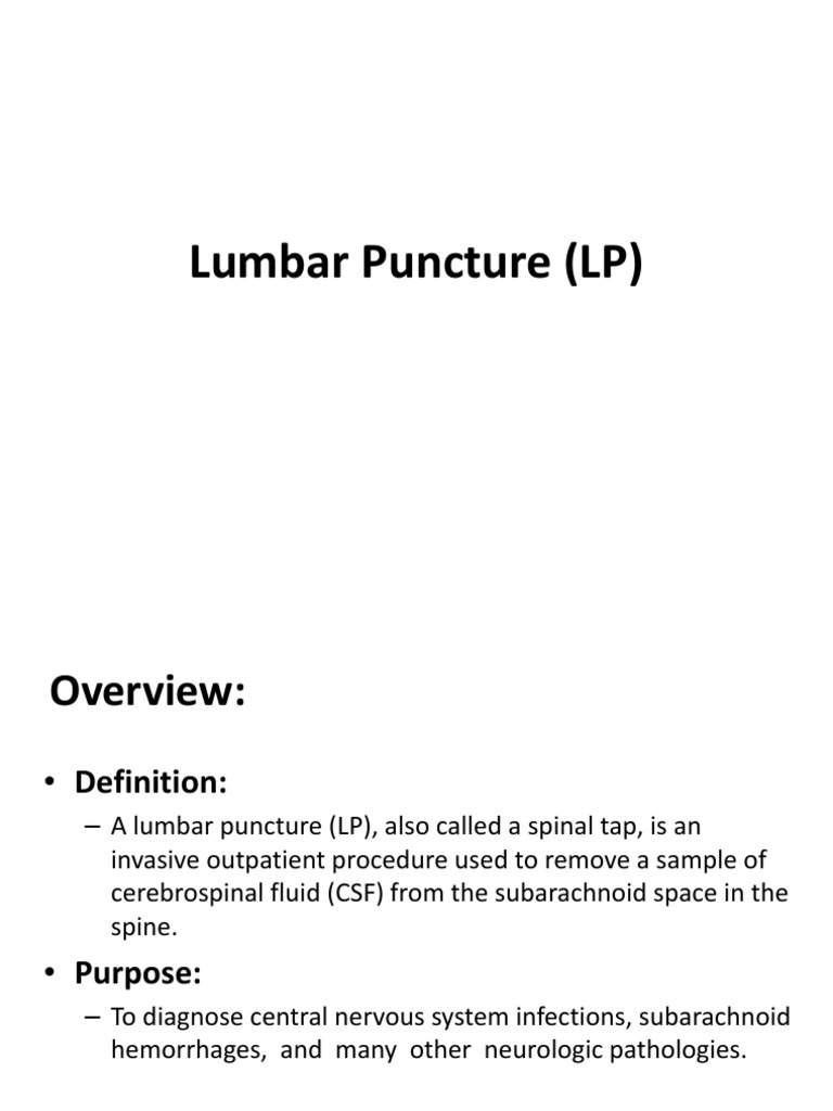 Lumbar Puncture (LP) | PDF | Science & Mathematics