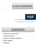 Ammonia Plant Description: Prepared by Muhammad Usman Anjum Apprentice Production