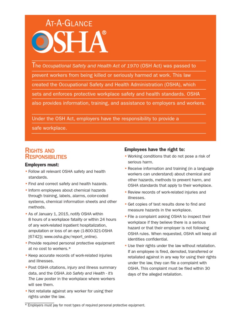 OSHA Rights and Responsibilities Guide | PDF | Occupational Safety And ...