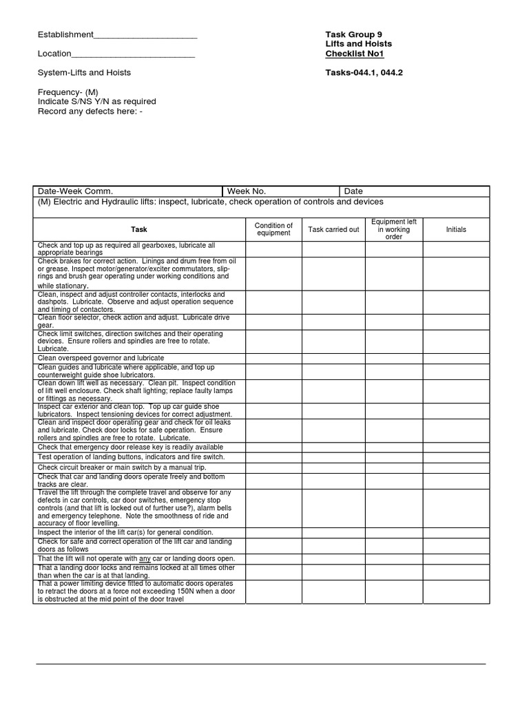 Lifts and Hoists maintenance tasks.pdf