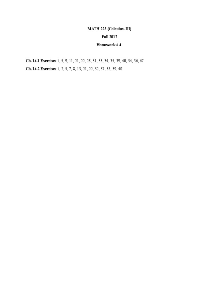 MATH+223 HW 4+ (Ch+14.1-14.2) | PDF