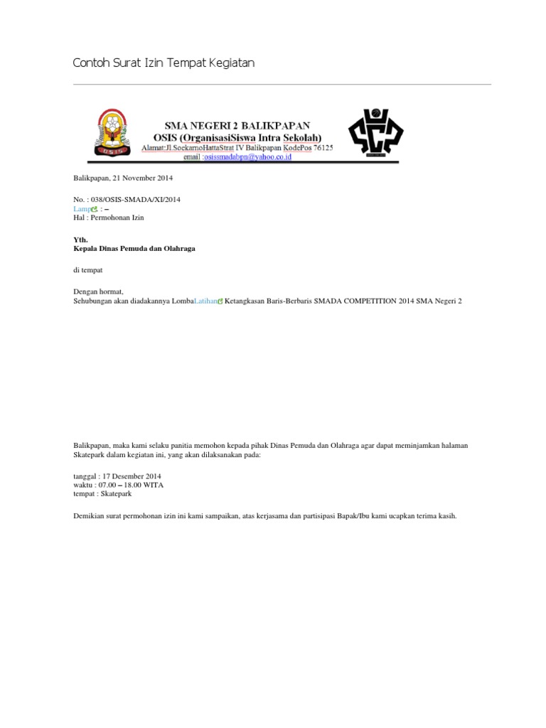 Contoh Surat Osis Suratsuratxyz