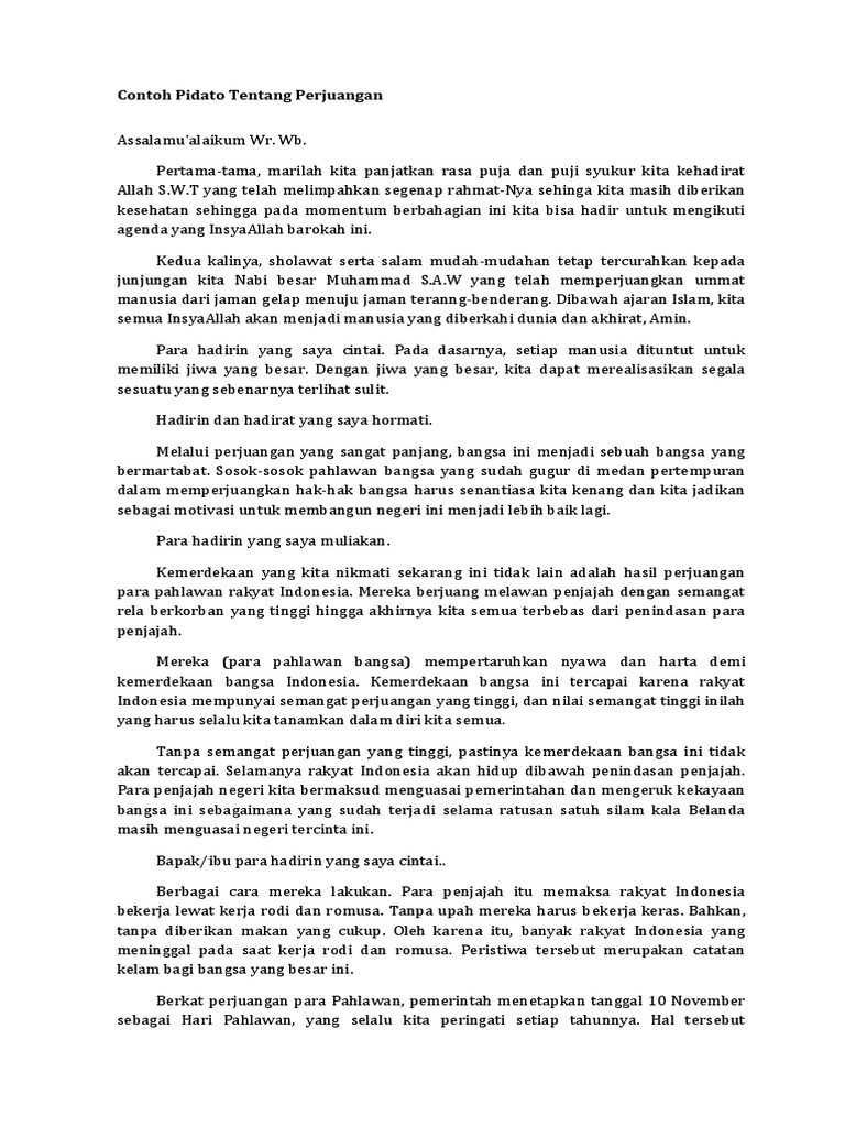 Contoh Pidato Tentang Perjuangan