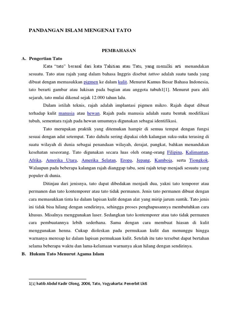 Makalah Mengenai Tato  Dalam Islam 