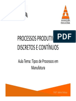 PPDC - Tipos de Processos de Manufatura e Tipos de Processos de Serviços