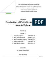 Production of Phthalic Anhydride From O-Xylene