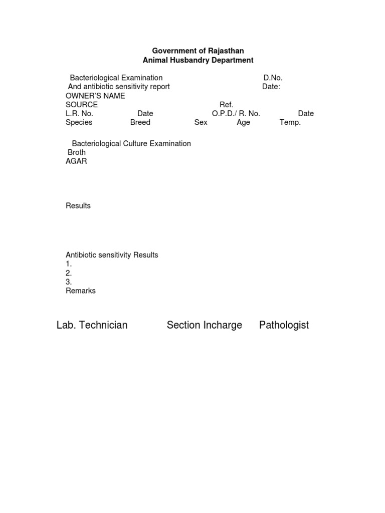 Lab. Technician Section Incharge Pathologist | PDF