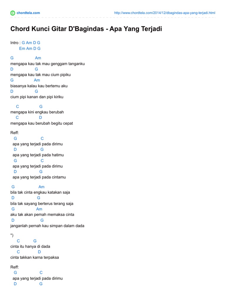 Chord Kunci Gitar Dbagindas Apa Yang Terjadi