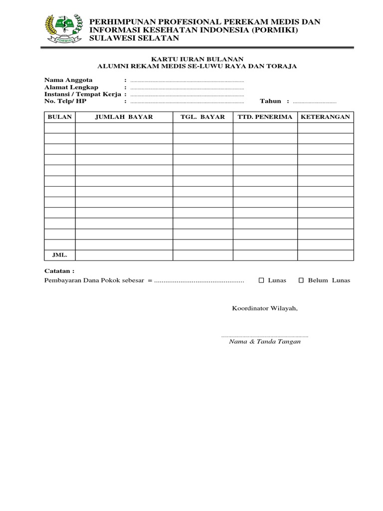 Kartu Iuran Pormiki