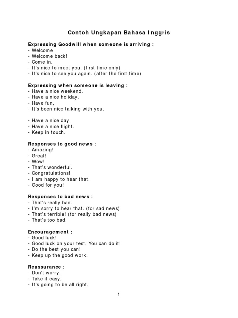 English Expressions for Various Situations | PDF
