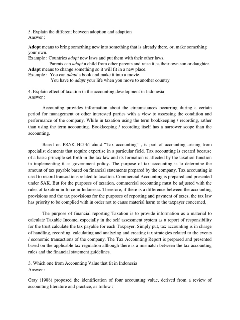 The Impact of Taxation on Accounting Development in Indonesia | PDF ...