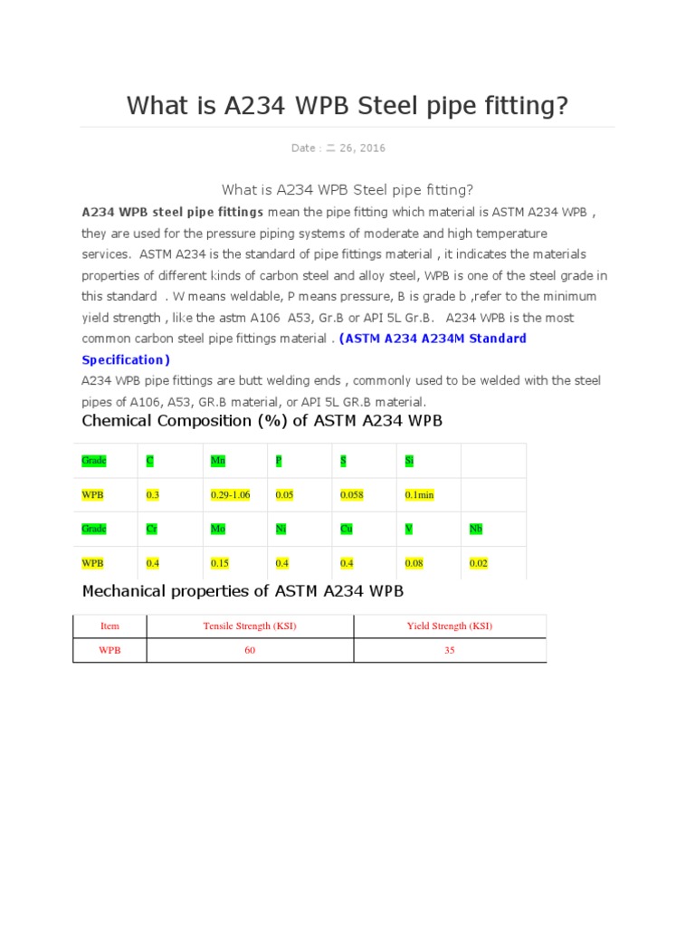 A234 WPB Steel Pipe Fittings Overview | PDF | Pipe (Fluid Conveyance ...