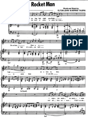 Sheet Music - Piano) Elton John - Rocket Man PDF | PDF