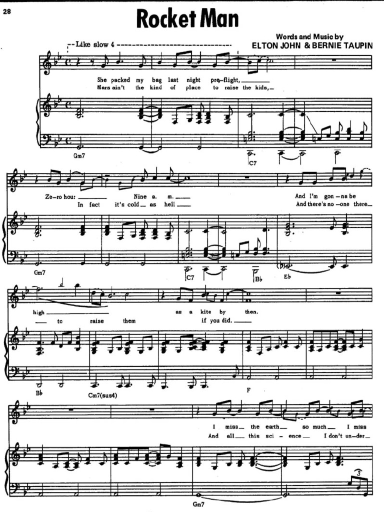 (sheet music - piano) elton john - rocket man.pdf