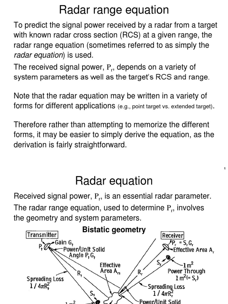 Radar Equation | PDF | Signal To Noise Ratio | Decibel