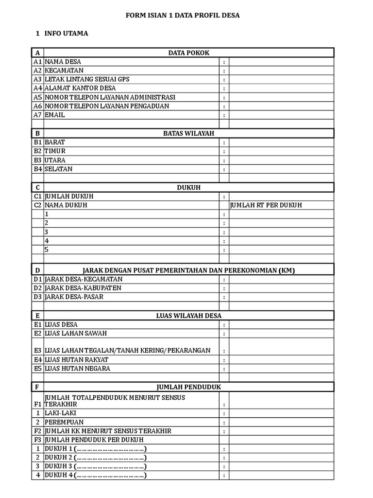 Form Isian Data Web Desa | PDF