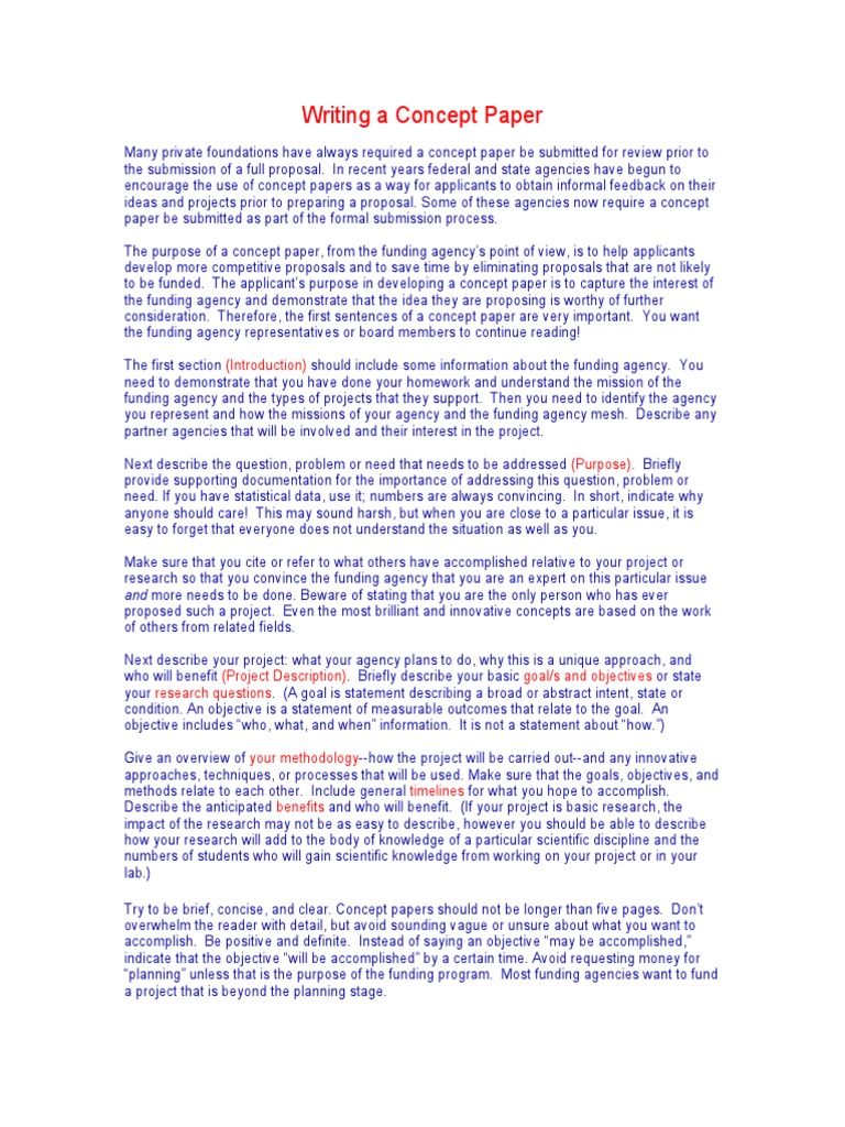 Writing Concept Paper PDF | PDF | Goal | Concept