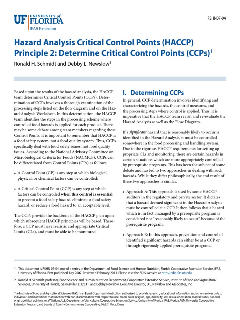 2 Determine Critical Control Points (CCPs) Hazard Analysis And
