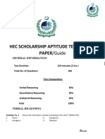 HEC Scholarship Aptitude Test Sample Paper Guide