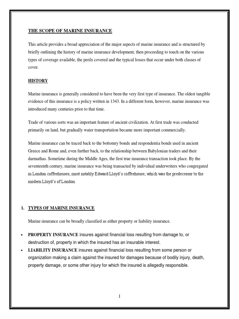 Understanding Marine Insurance Scope | PDF | Insurance | Indemnity