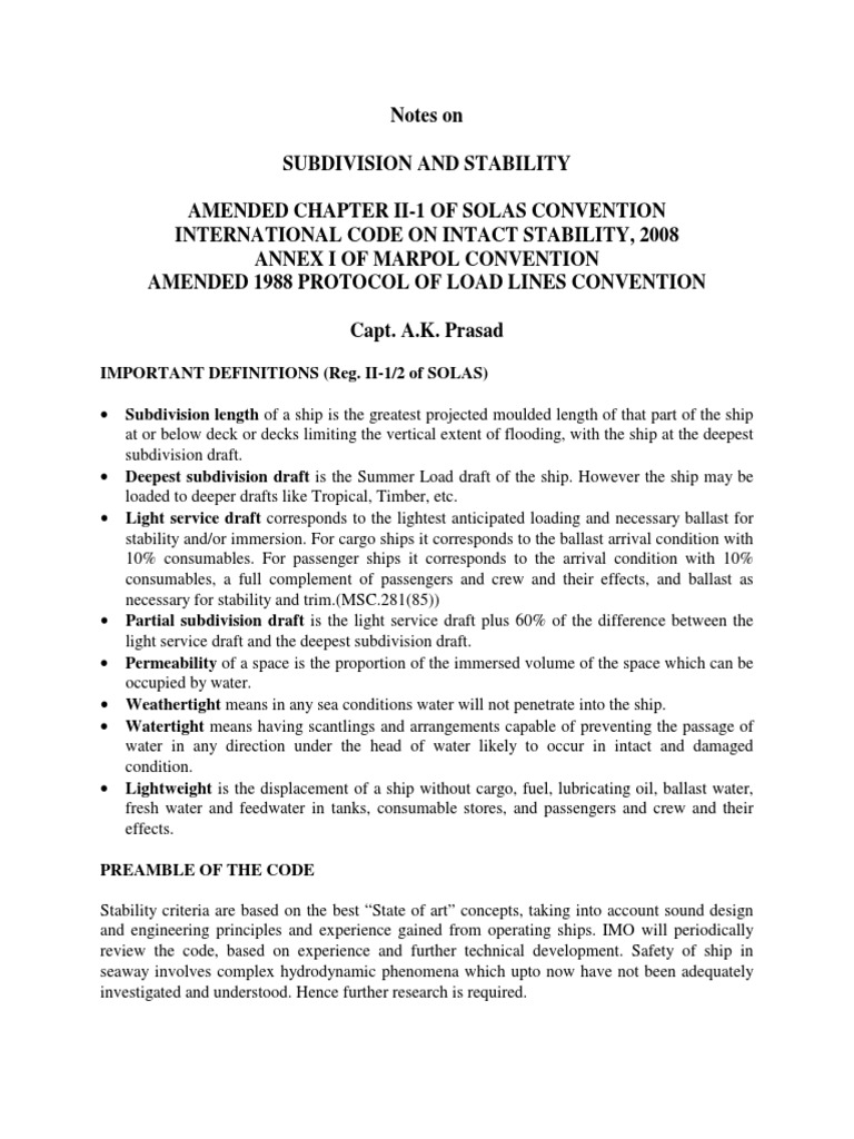 Excellent Notes For Intact and Damage Stability | Download Free PDF ...