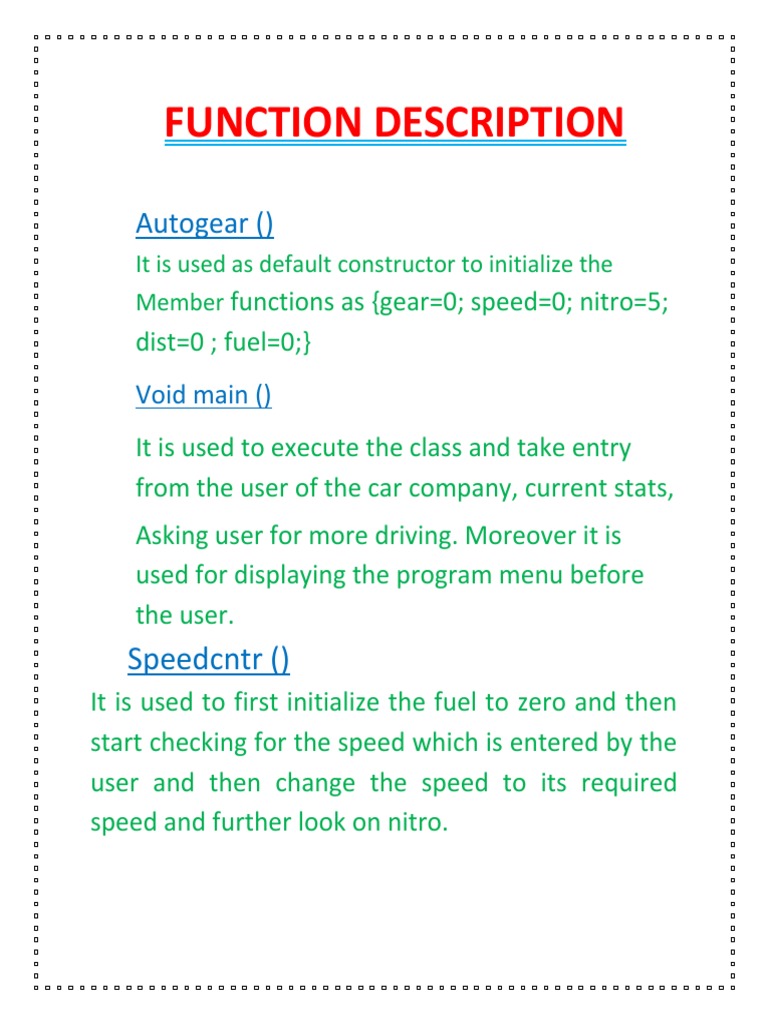 Car Simulation Program Functions | PDF