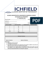 Business Administration, Managemnt& Commercial Sciences Accounting 512 Assignment 2 SEMESTER - 2017