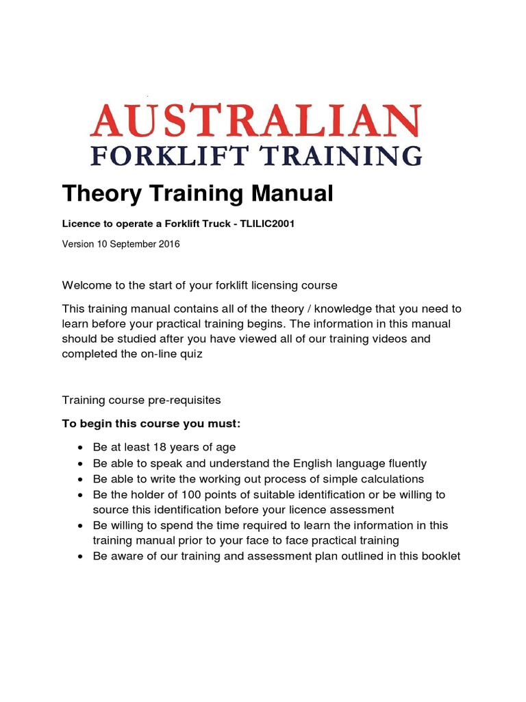 LF - Forklift Training Manual V10.v1.0 PDF | PDF | Forklift | Identity