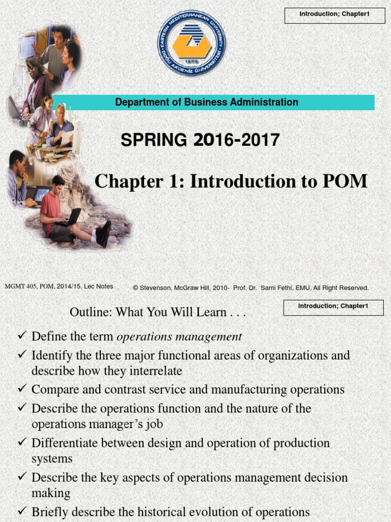 Chapter 1: Introduction To POM: SPRING 2016-2017 | PDF | Division Of ...