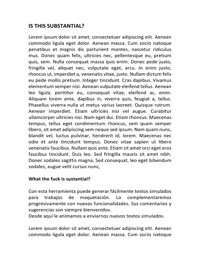 Is This Substantial?: What The Fuck Is Sustantial? | PDF
