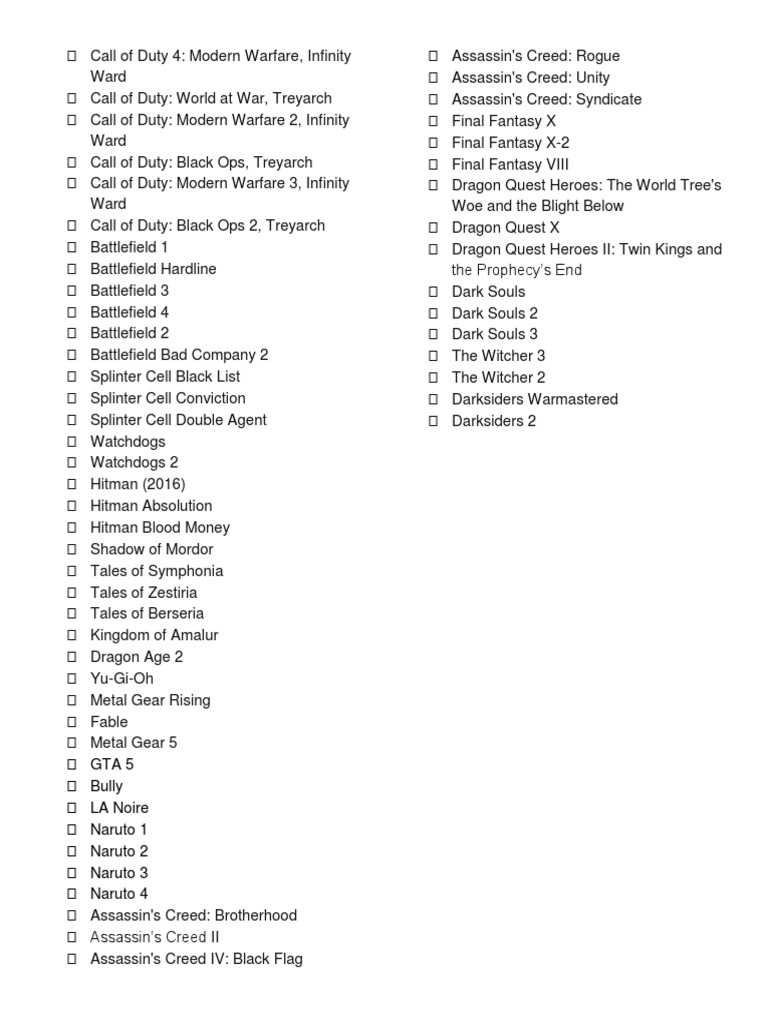 Game Titles and Downloads List | PDF | Law | Young Adult