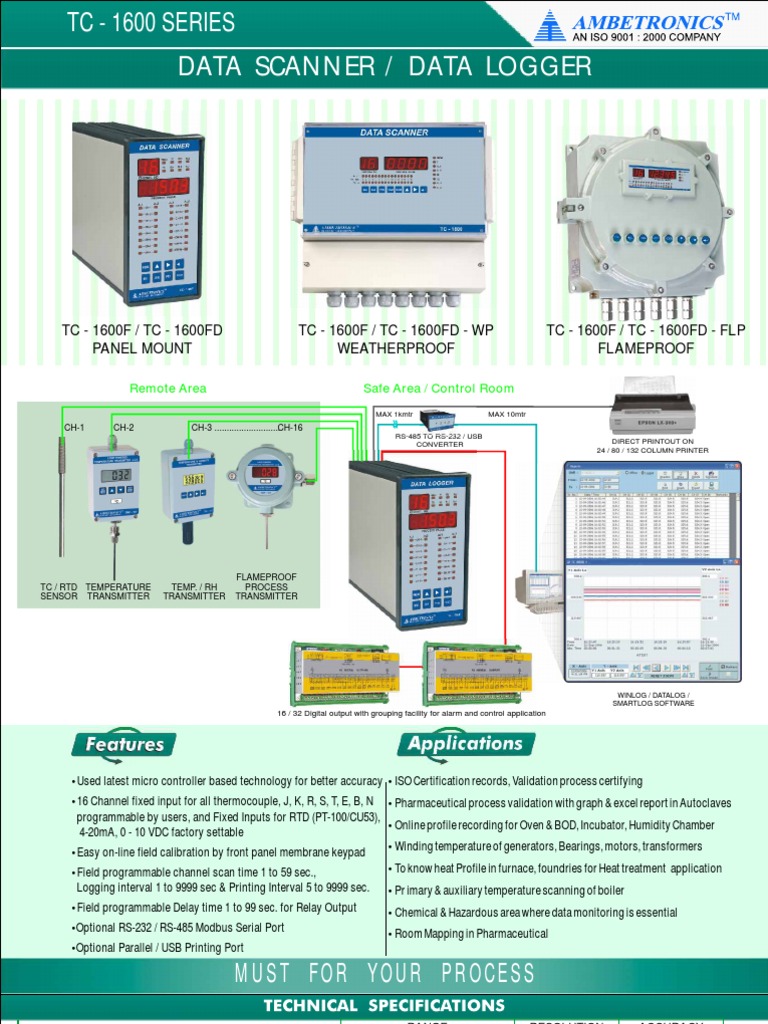 TC-1600 Series Data Logger Overview | PDF | Relay | Personal Computers