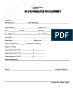 Load Testing Documenation For Equipment: Document No.: Date of Testing