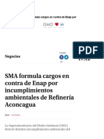 SMA Formula Cargos en Contra de Enap Por Incumplimientos Ambientales de Refinería Aconcagua