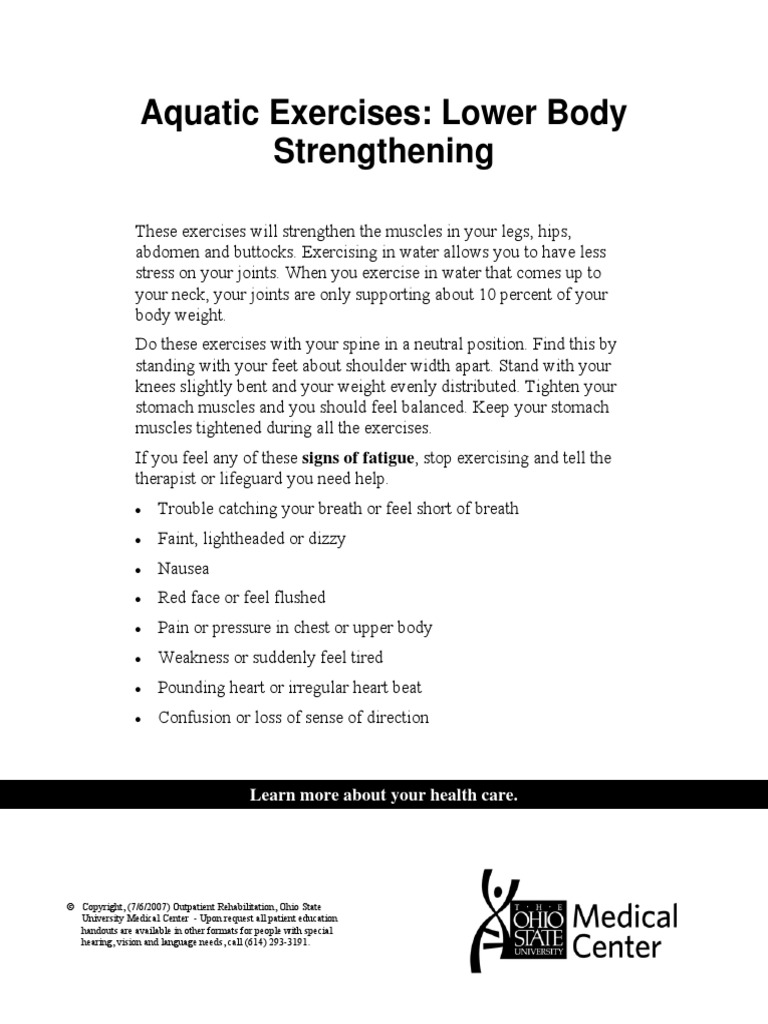 Aquatic Exercises Strengthening PDF | PDF | Foot | Knee